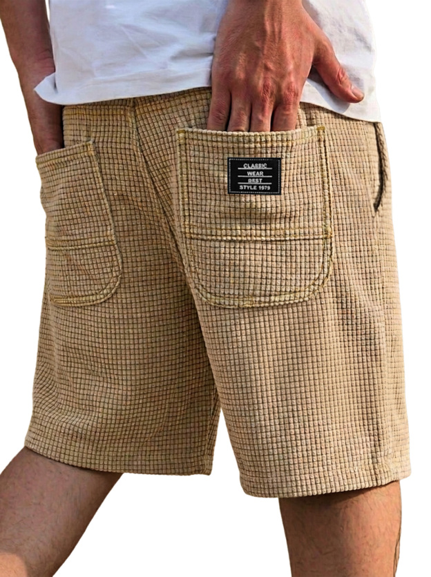Men's Everyday Textured Embroidered Logo Casual Shorts