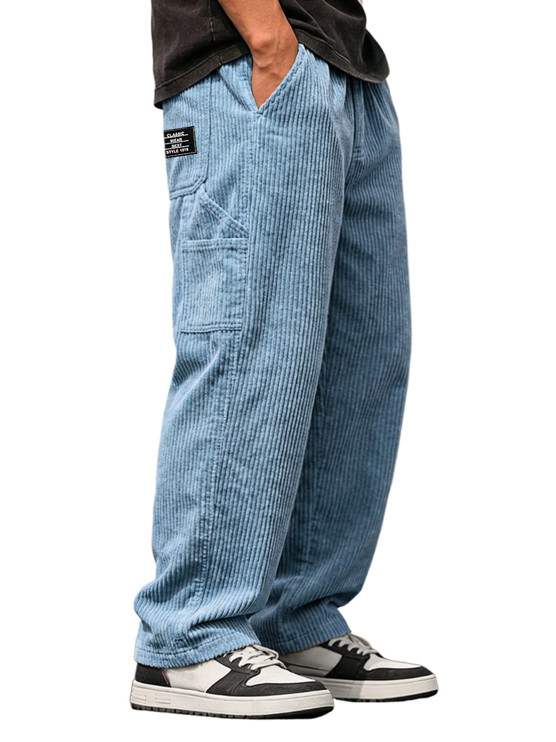 Men's Vintage Corduroy Multi-pocket Casual Work Pants With Embroidered Logo