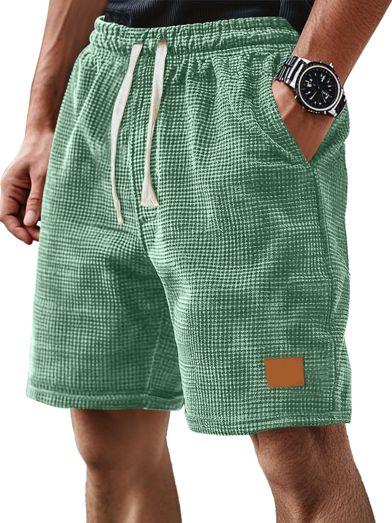 Men's Everyday Corduroy Waffle Casual Loose Drawstring Comfort Shorts