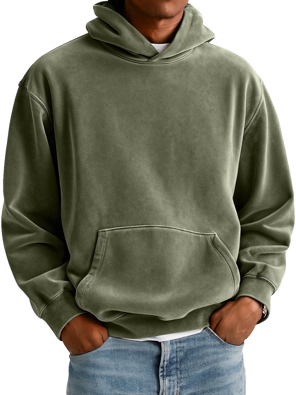 Men's Everyday Suede Hooded Pocket Comfort Sweatshirt