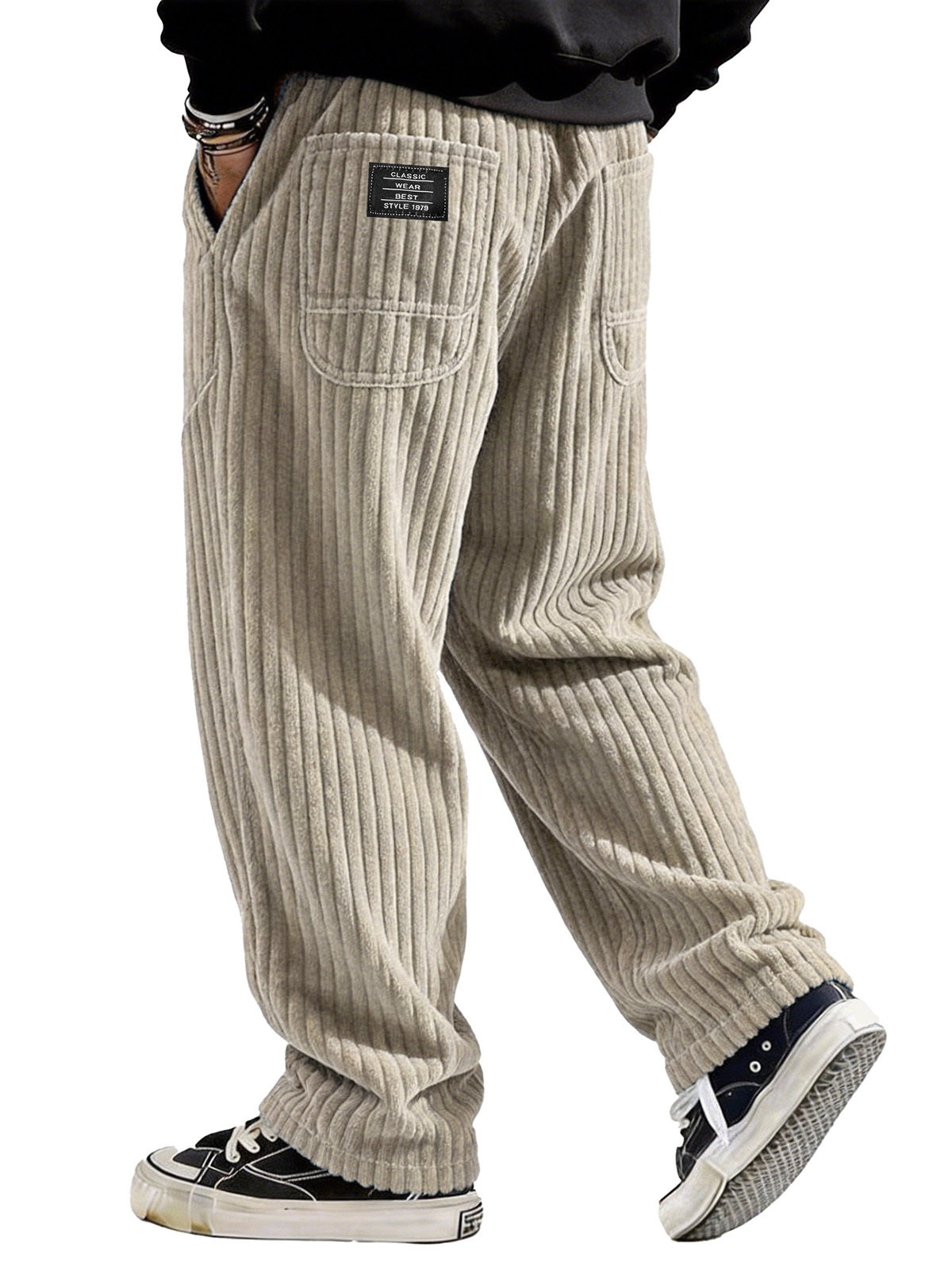 Stylish Casual Loose Corduroy Fabric Pocket Tether Pants