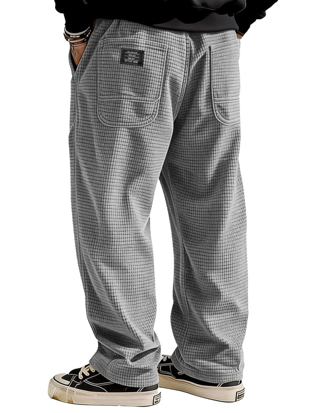 Stylish Casual Loose Waffle Fabric Pocket Tether Pants