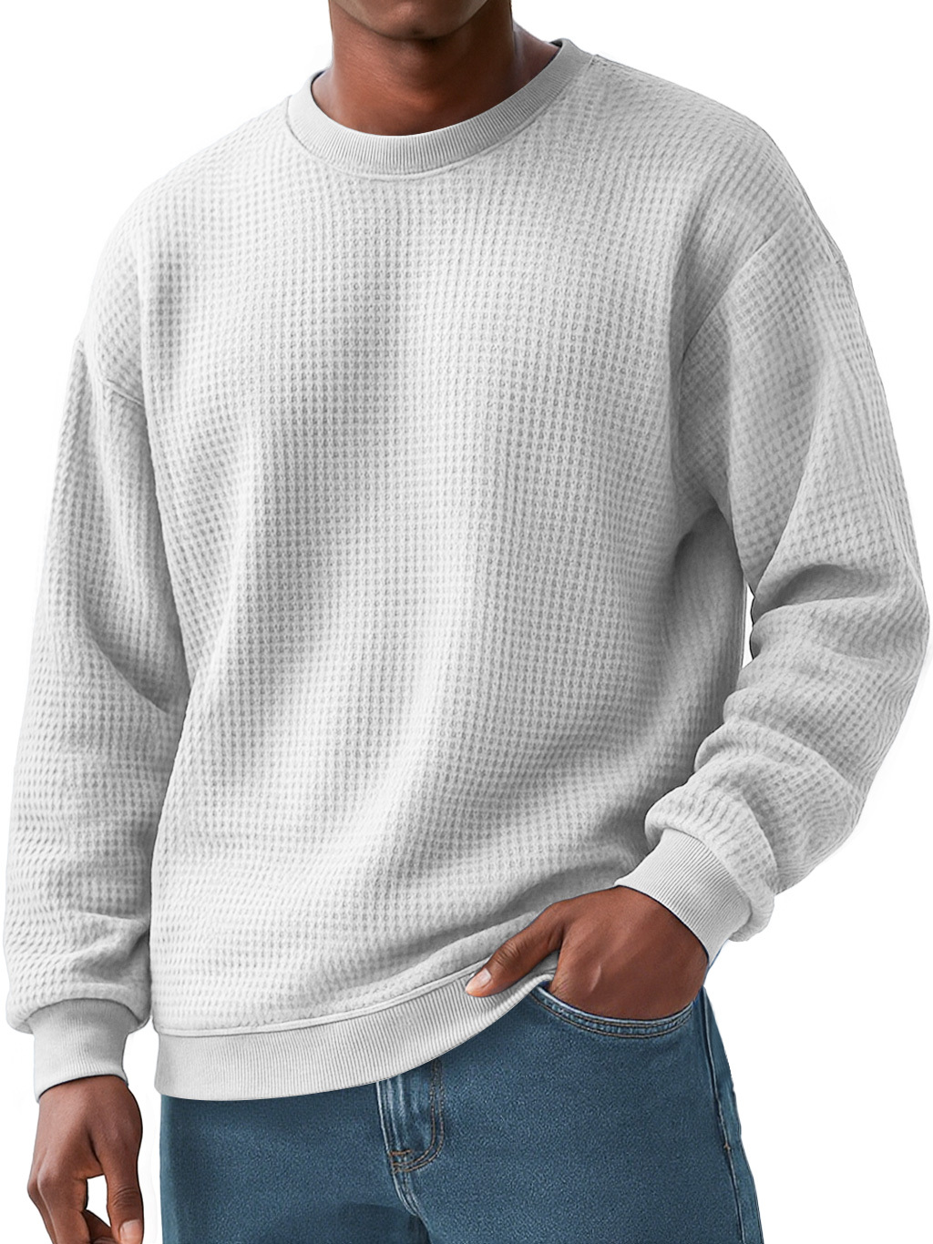 Men's Everyday Waffle Casual Long-sleeved Solid Color T-shirt