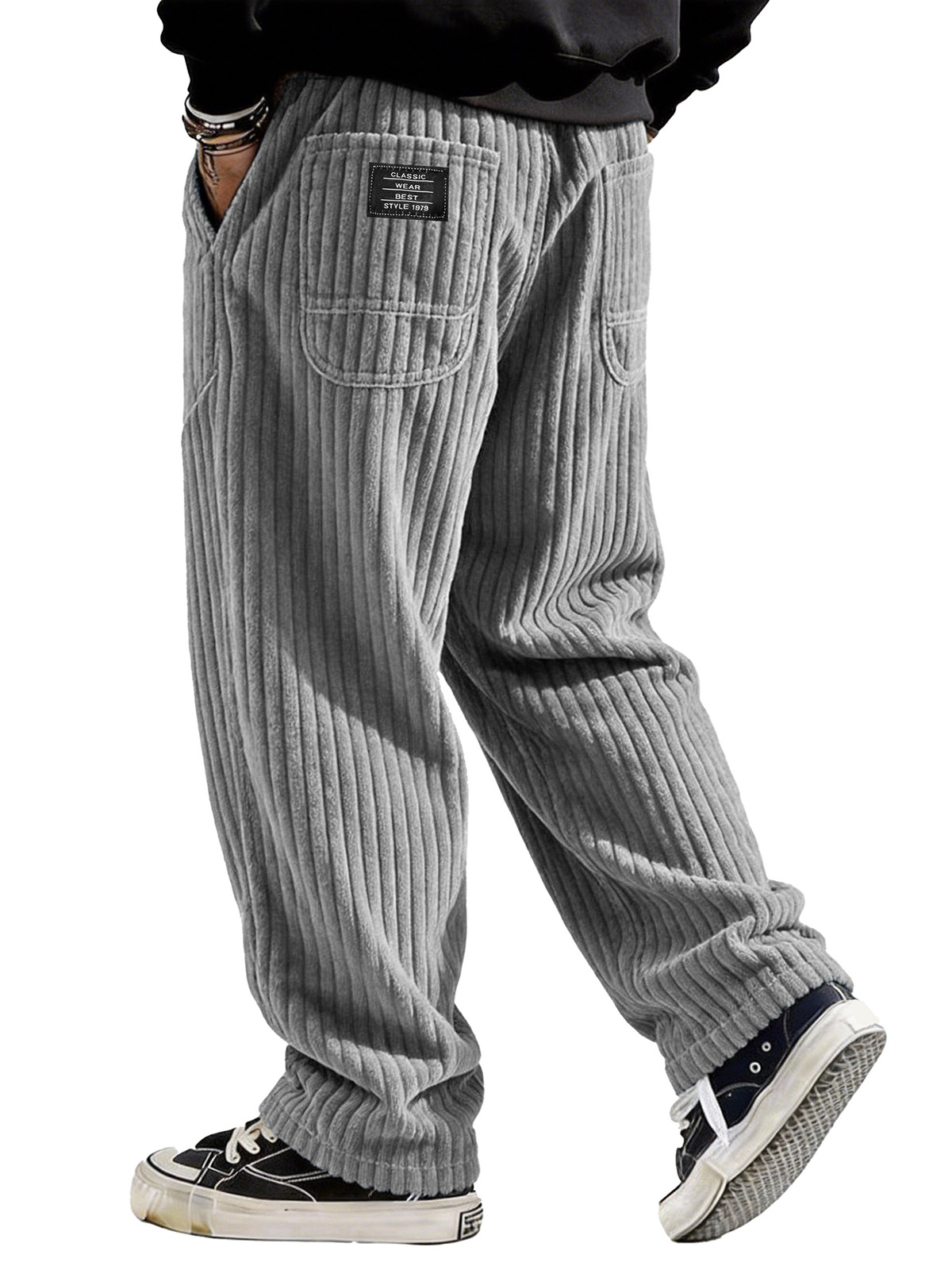 Stylish Casual Loose Corduroy Fabric Pocket Tether Pants