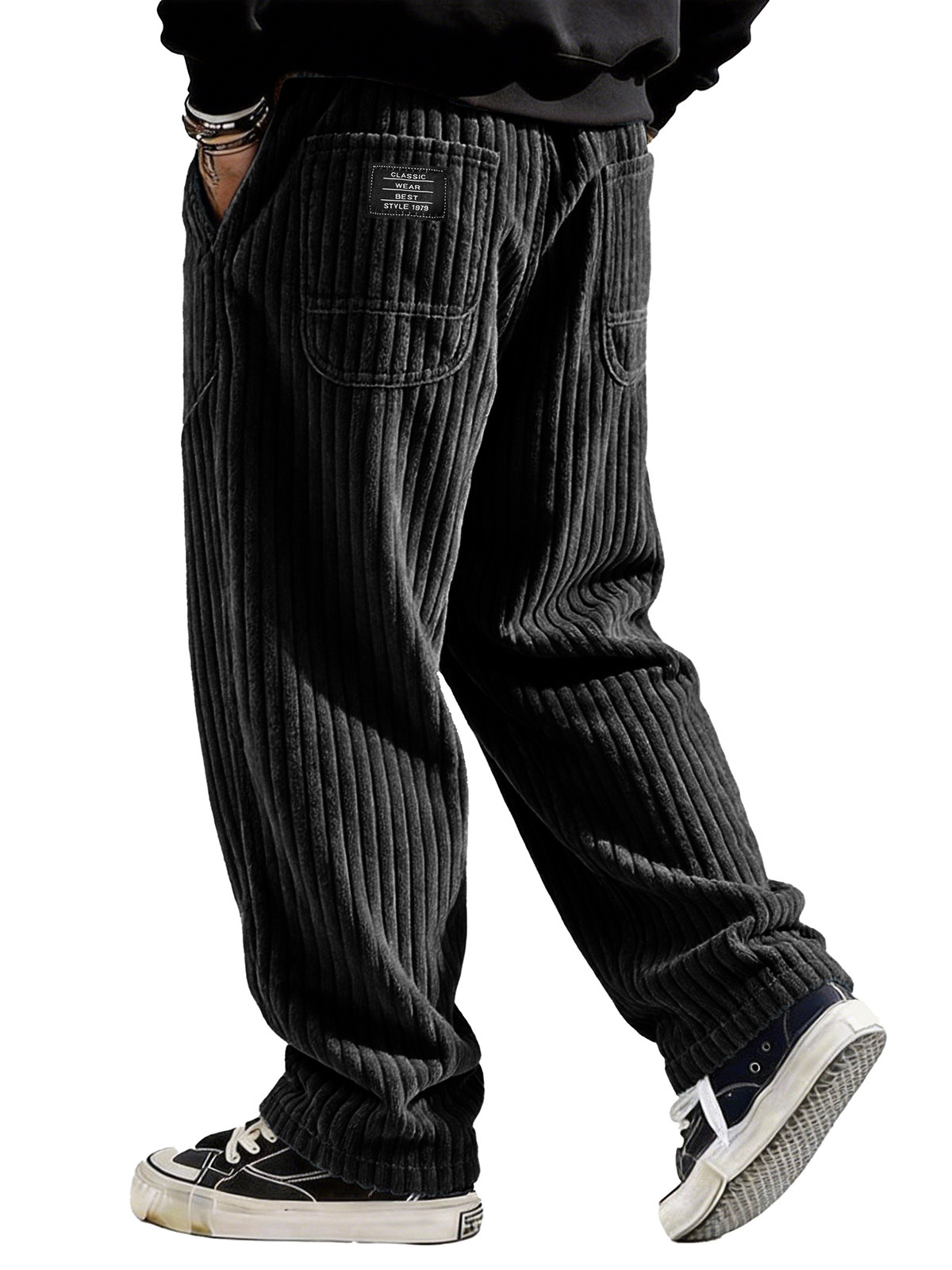 Stylish Casual Loose Corduroy Fabric Pocket Tether Pants