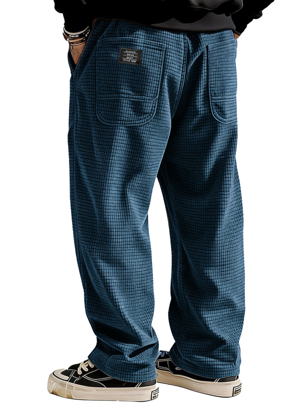 Stylish Casual Loose Waffle Fabric Pocket Tether Pants
