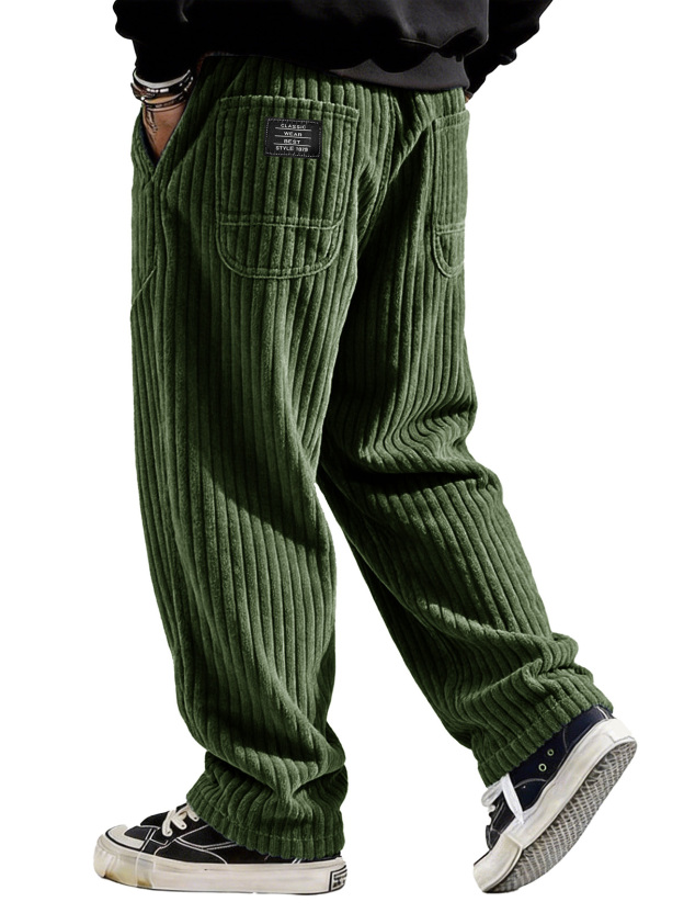Stylish Casual Loose Corduroy Fabric Pocket Tether Pants