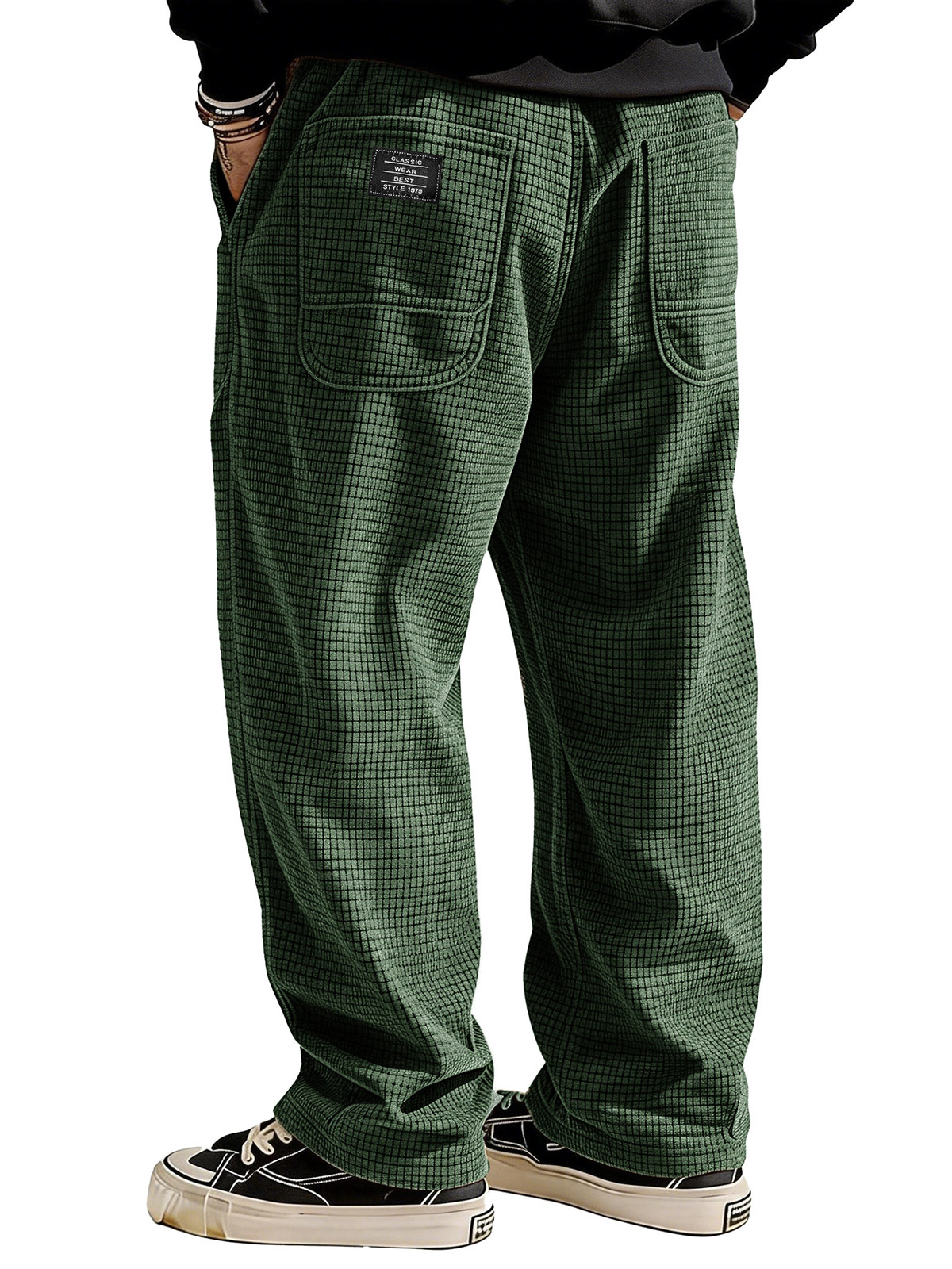 Stylish Casual Loose Waffle Fabric Pocket Tether Pants