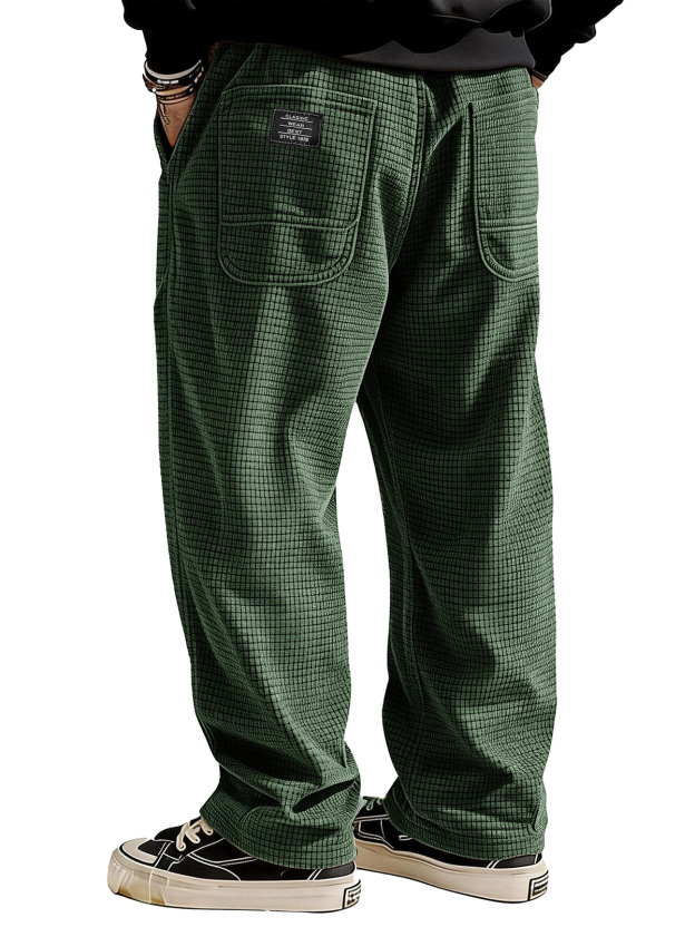Stylish Casual Loose Waffle Fabric Pocket Tether Pants
