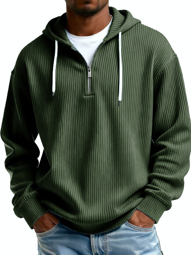 Men's Clothing Fashionable Casual Pit Strip Fabric Zipper Pockets Long-sleeved Sweatshirt 