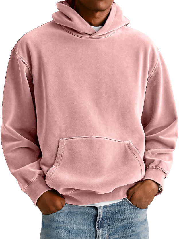 Men's Everyday Suede Hooded Pocket Comfort Sweatshirt