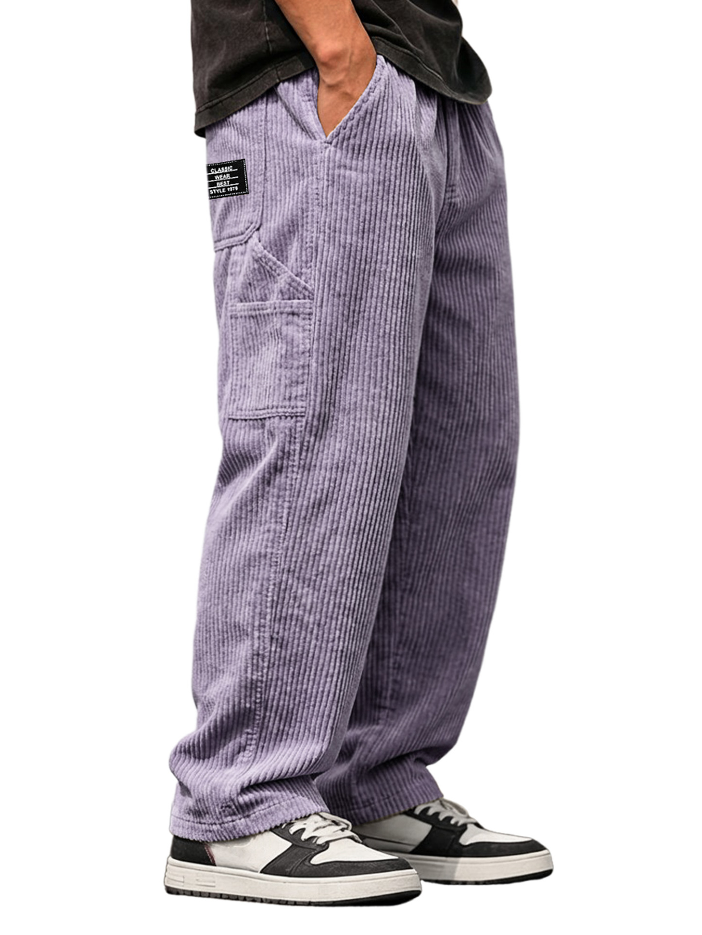 Men's Vintage Corduroy Multi-pocket Casual Work Pants With Embroidered Logo