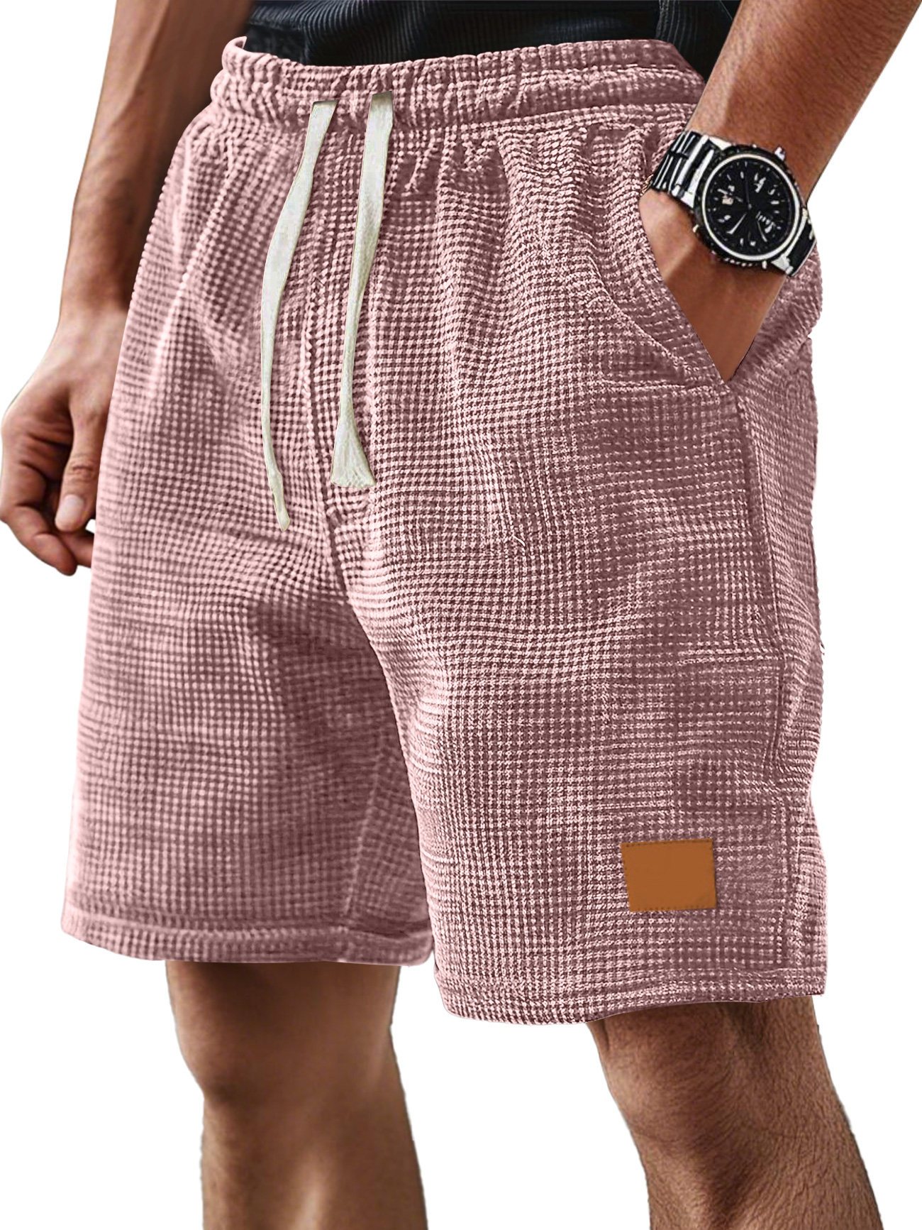Men's Everyday Corduroy Waffle Casual Loose Drawstring Comfort Shorts