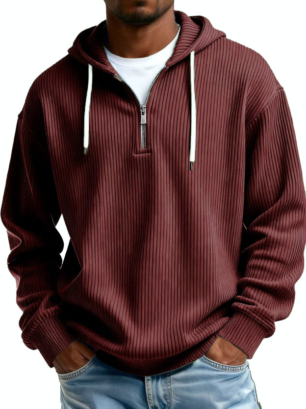Men's Clothing Fashionable Casual Pit Strip Fabric Zipper Pockets Long-sleeved Sweatshirt 