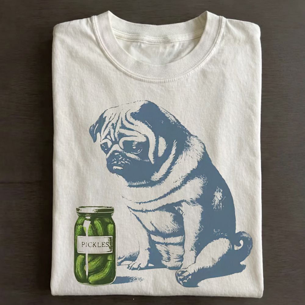 Pug Pickles Cotton T-Shirt
