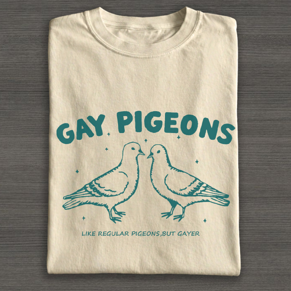 Gay Pigeons Cotton T-Shirt 