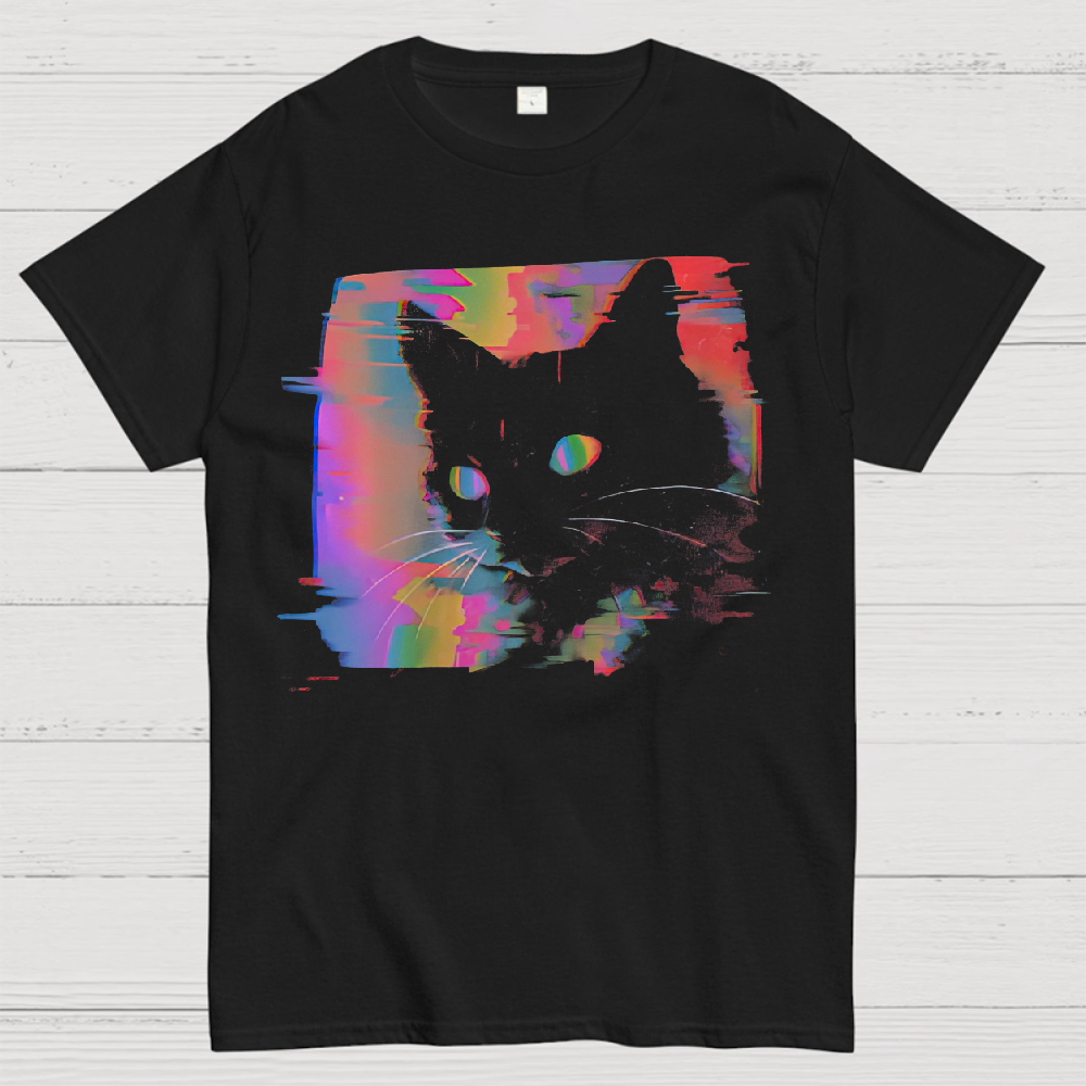 Psychedelic Weird Cat Cotton T-Shirt