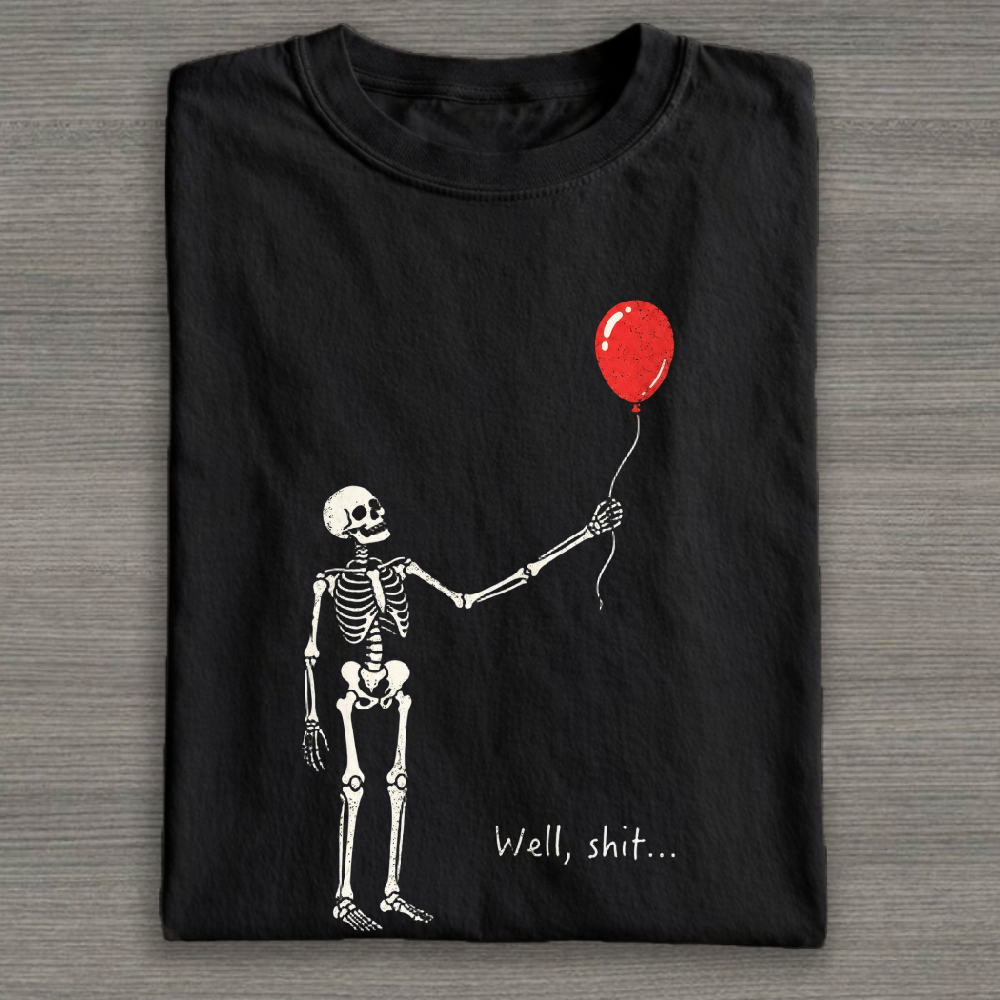 Skeleton Lost Balloon Cotton T-Shirt 