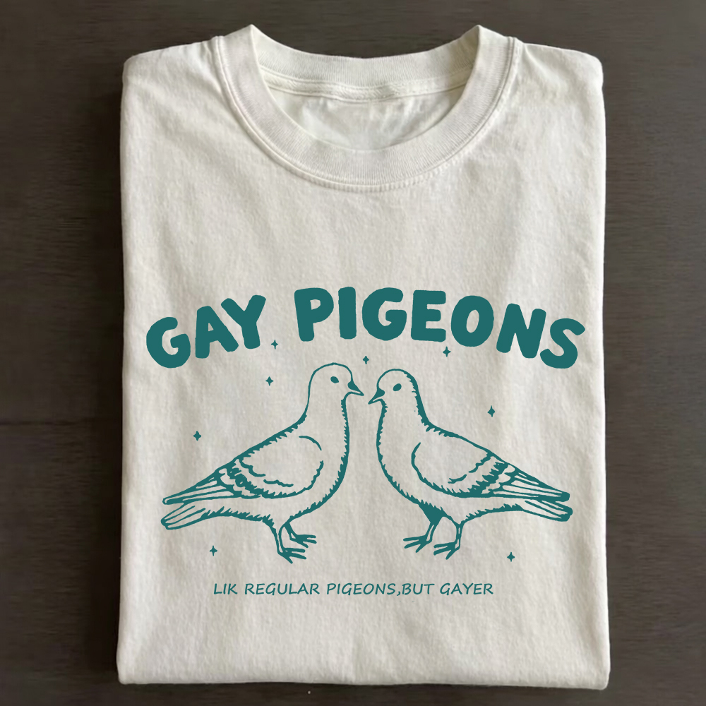 Gay Pigeons Cotton T-Shirt