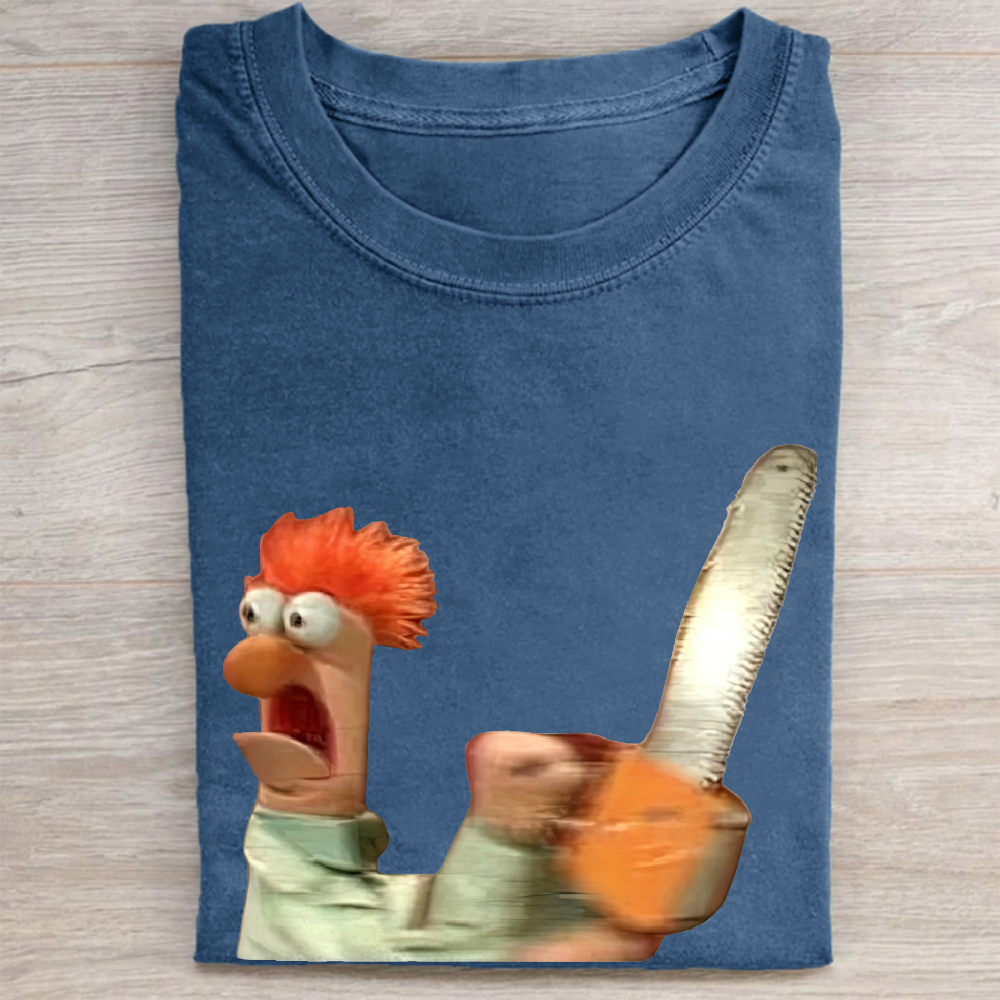 Chainsaw Beaker The Muppets Parody Vintage Washed Tee 
