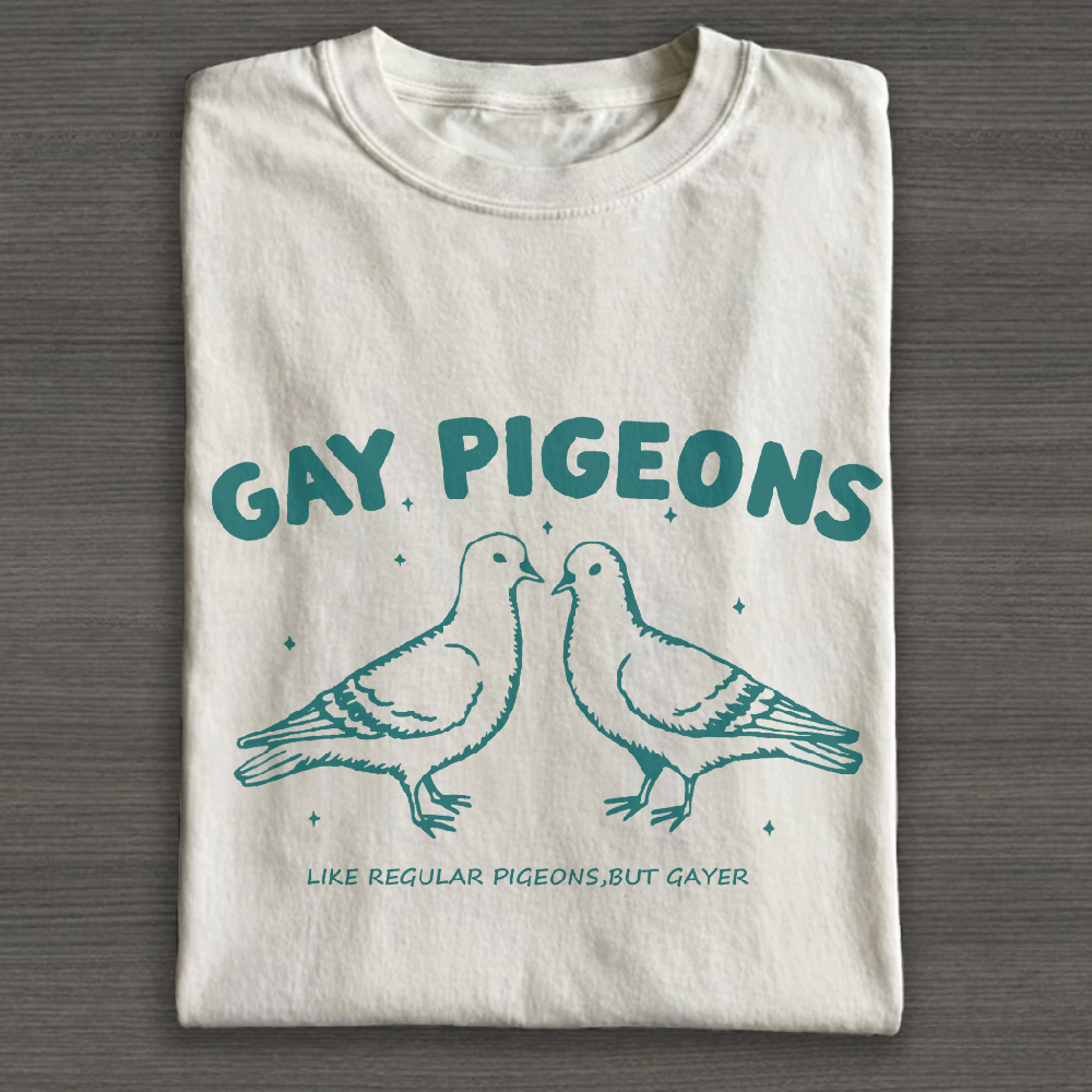 Gay Pigeons Cotton T-Shirt 