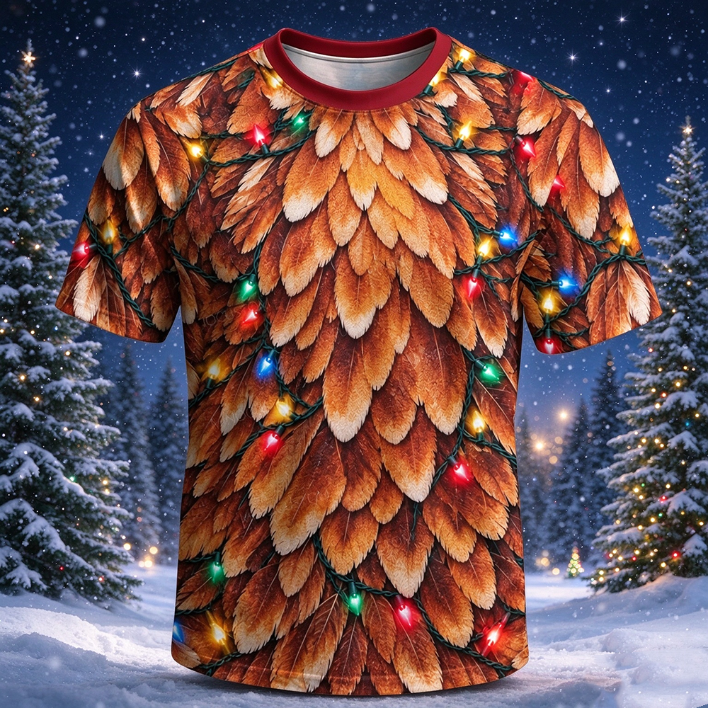 Turkey Feathers Christmas Lights Print  Short Sleeve T-shirt 