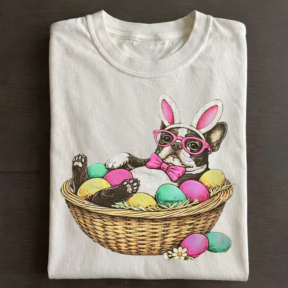 Bostie in a Egg Basket Casual Cotton T-Shirt 