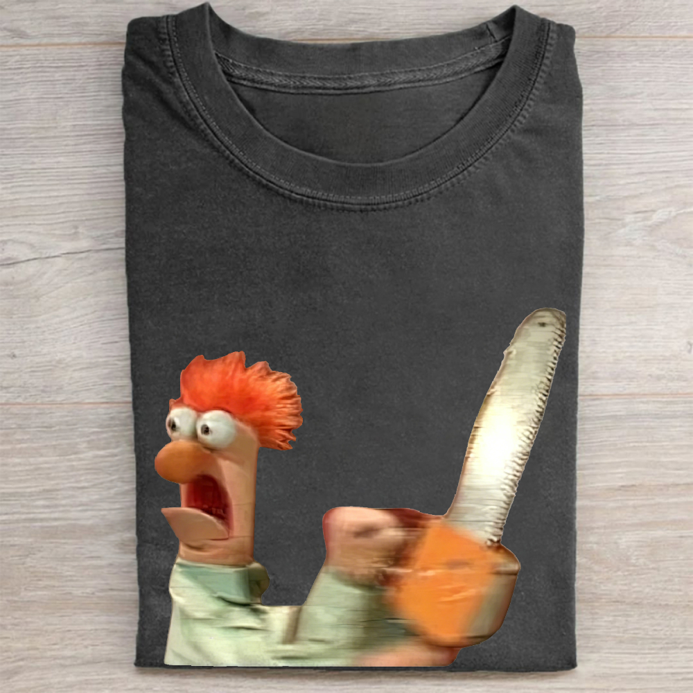 Chainsaw Beaker The Muppets Parody Vintage Washed Tee 