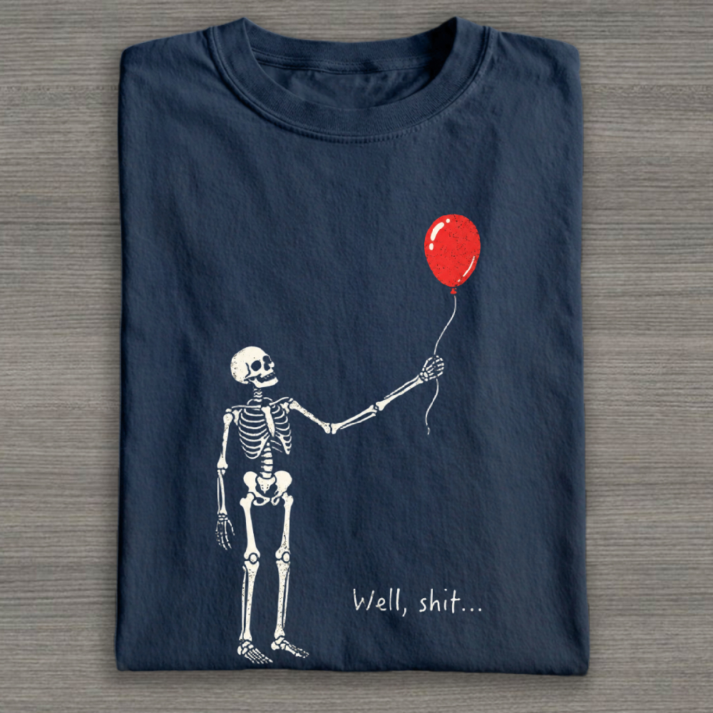 Skeleton Lost Balloon Cotton T-Shirt 