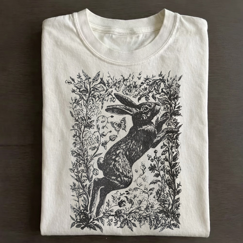 Cottagecore Rabbit Casual Cotton T-Shirt 