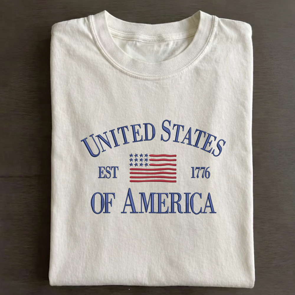 Embroidery USA Patriotic Cotton T-shirt 