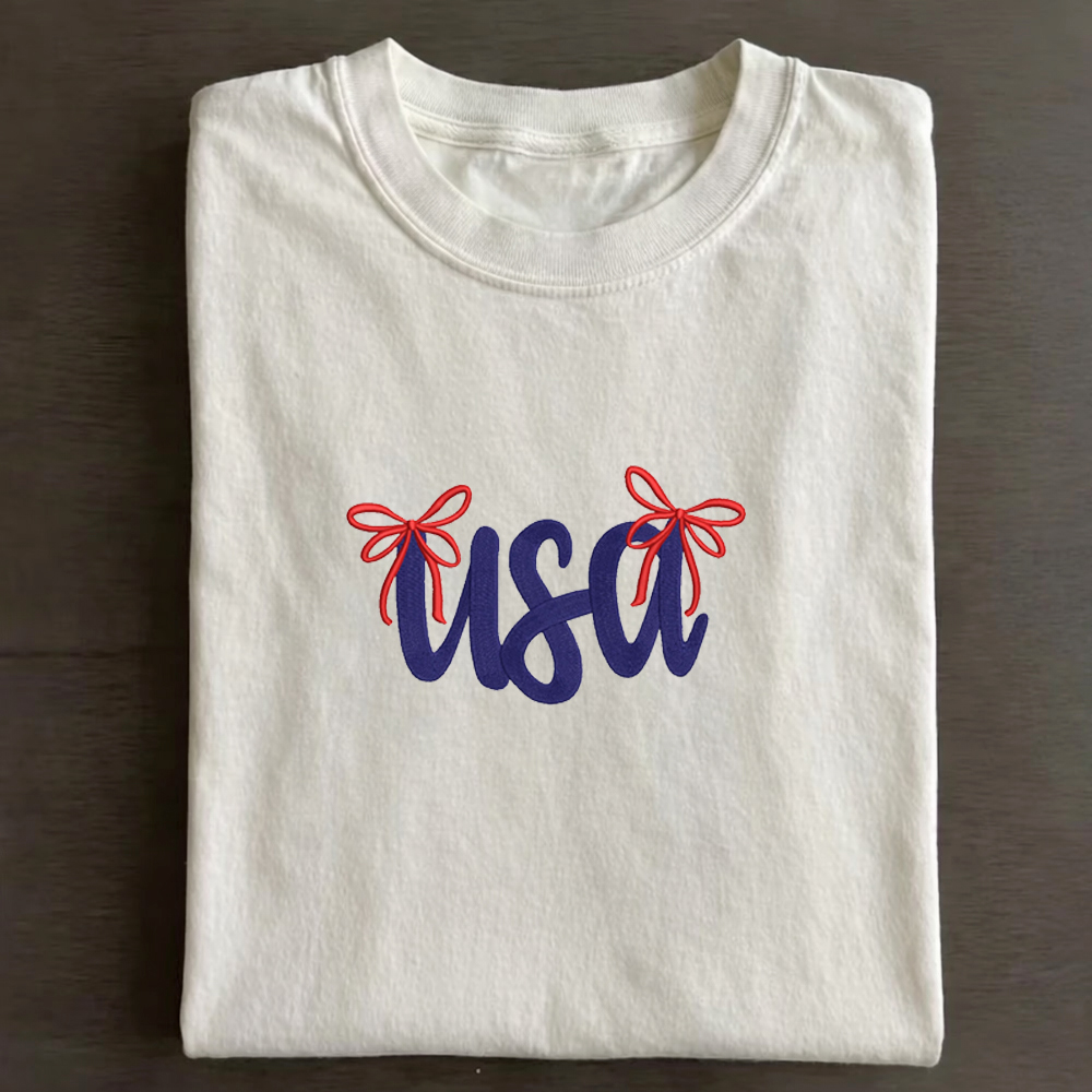 Embroidery USA Cotton T-shirt 