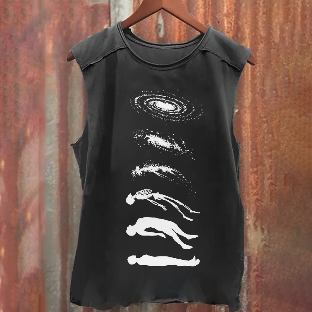 Abstract Galaxy - Humanoid Patterned Black Tank Top