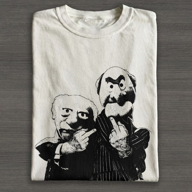Statler & Waldorf Black & White Print Cotton T-shirt