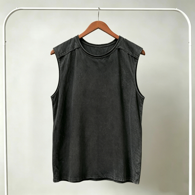 Solid Color Retro Washed Tank Top 