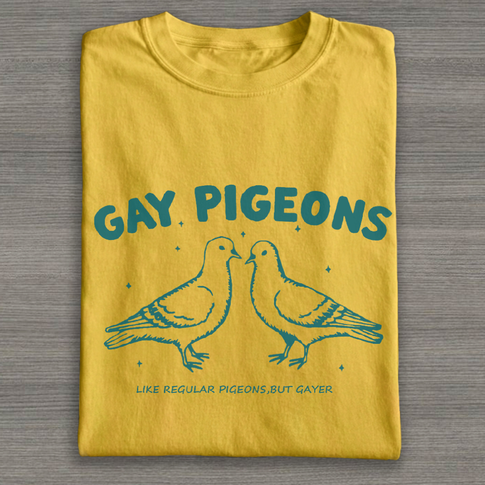 Gay Pigeons Cotton T-Shirt 