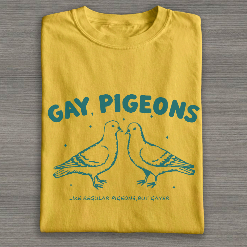 Gay Pigeons Cotton T-Shirt 