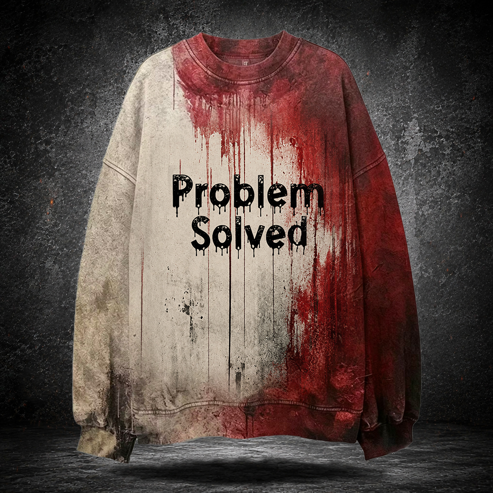 Vintage Halloween Problem Solved Art Print Crew Neck Sweatshirt