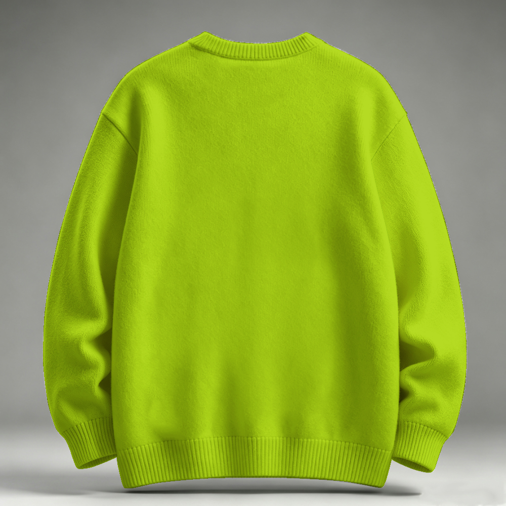 Neon Green Retro Punk Graphic  Block Raglan Long Sleeve Cotton Sweater 