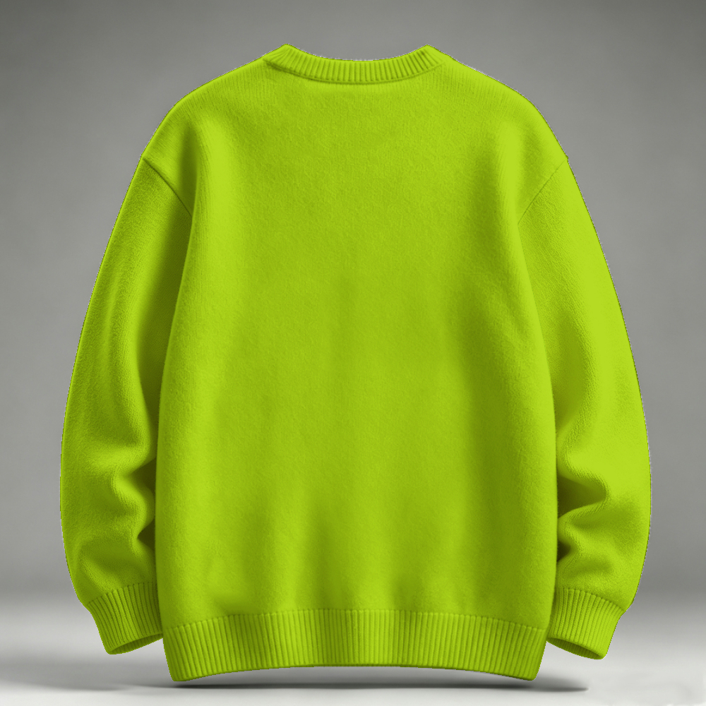 Neon Green Retro Punk Graphic  Block Raglan Long Sleeve Cotton Sweater 
