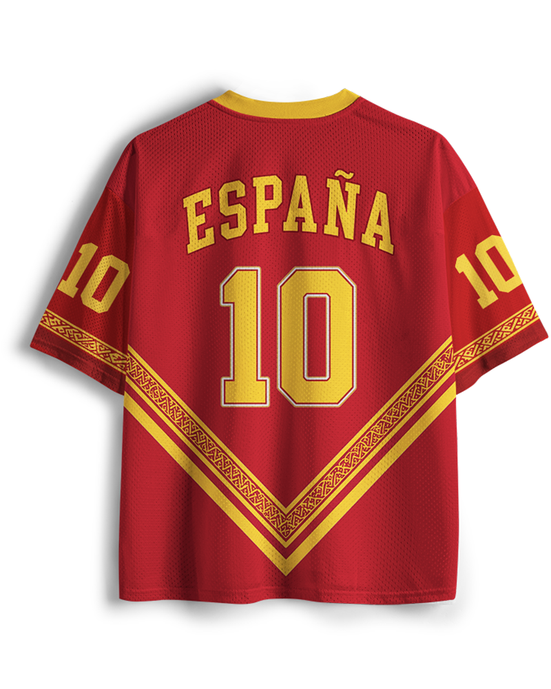 Vintage Spain Classic Red & Gold Football Mesh Jersey