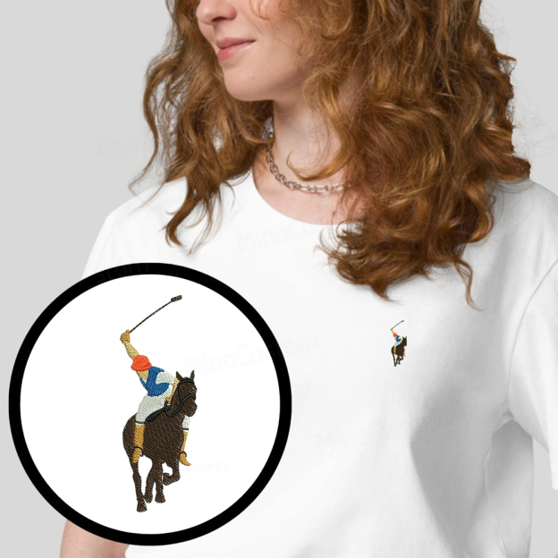 Embroidered polo organic cotton t-shirt unisex simple design