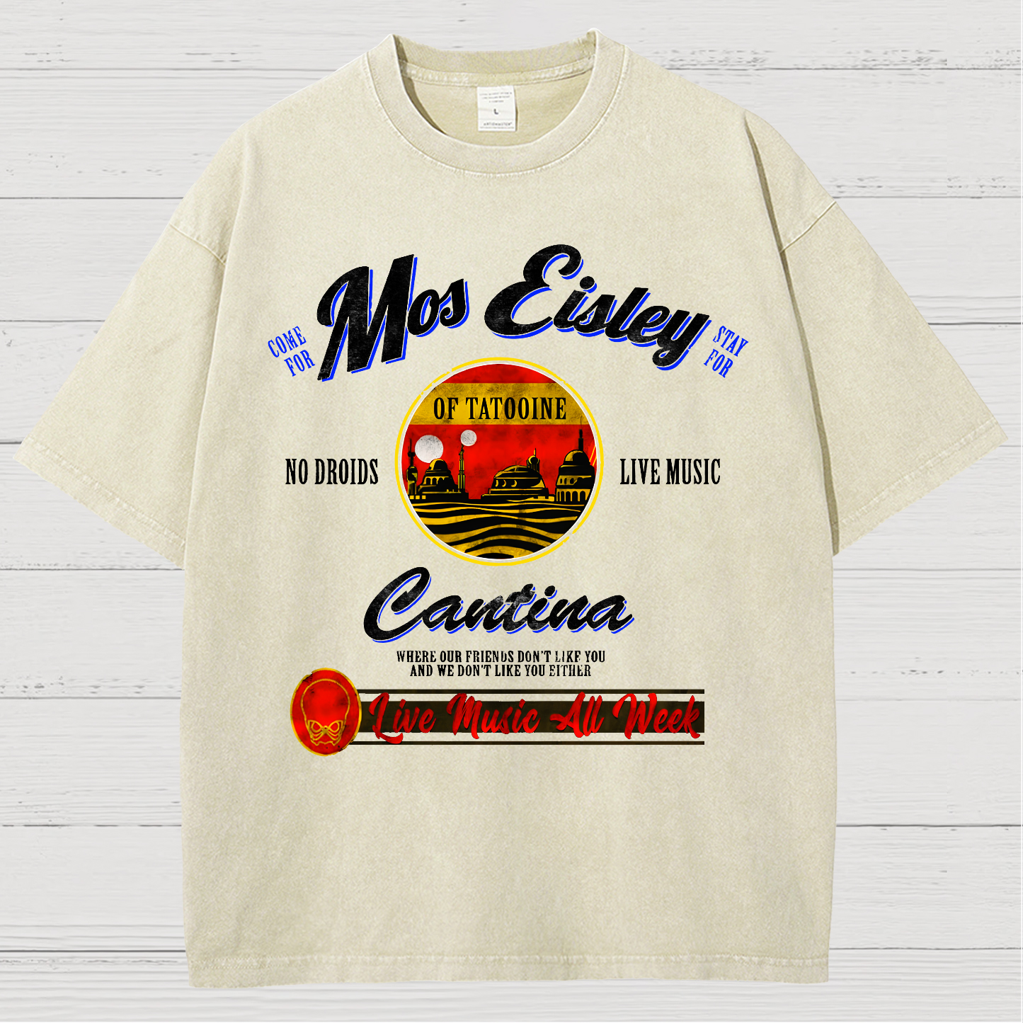 Mos Eisley Cantina Tatooine Graphic Print Vintage Distressed T-shirt