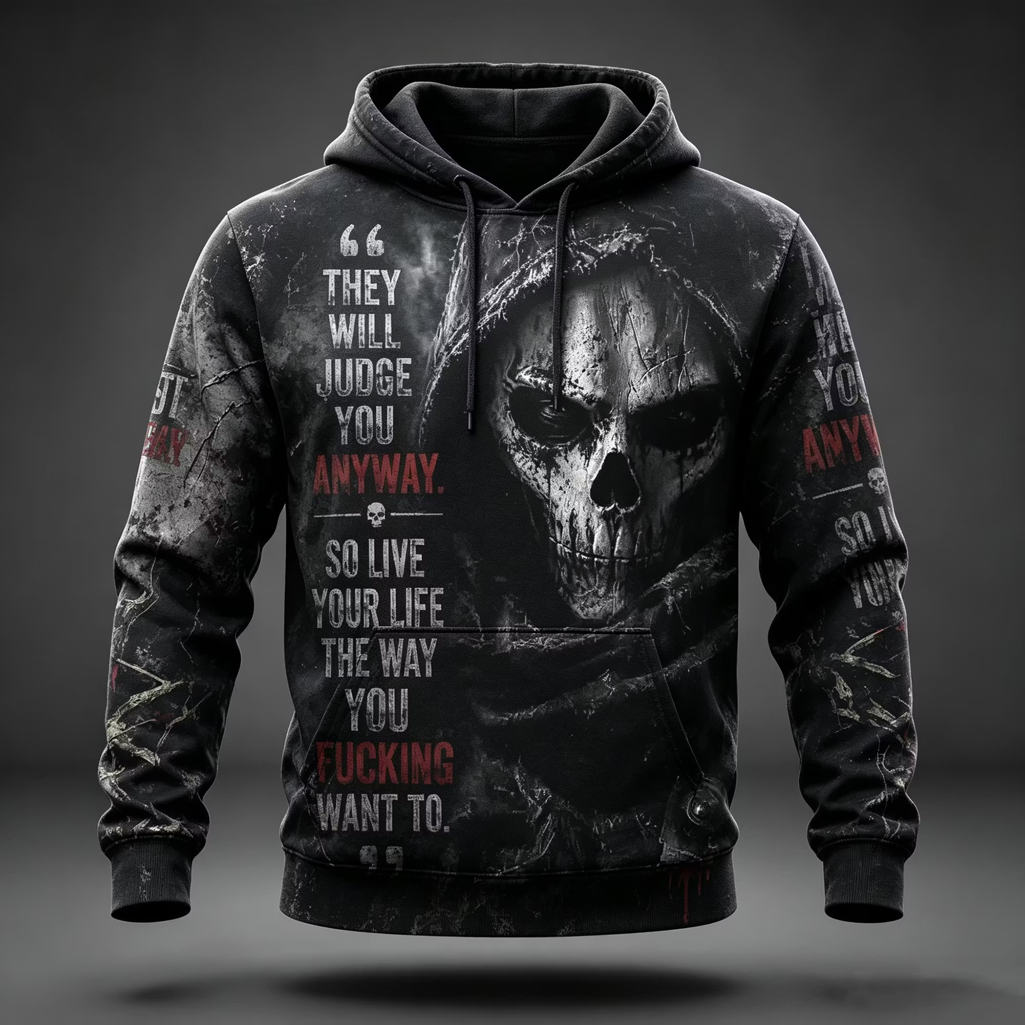 Men's Printed Long Sleeve Fleece Hoodie 2609005653