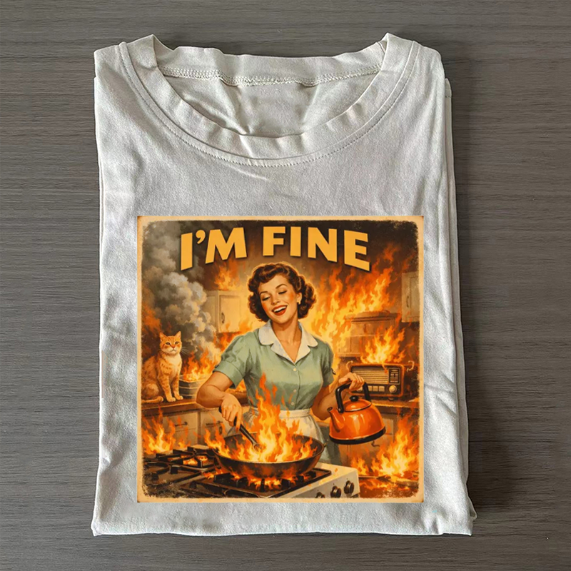 Retro I’m Fine Cotton T-Shirt