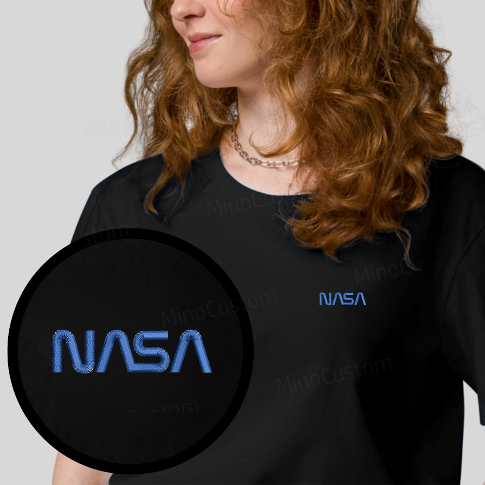 Embroidered NASA organic cotton T-shirt Unisex simple design