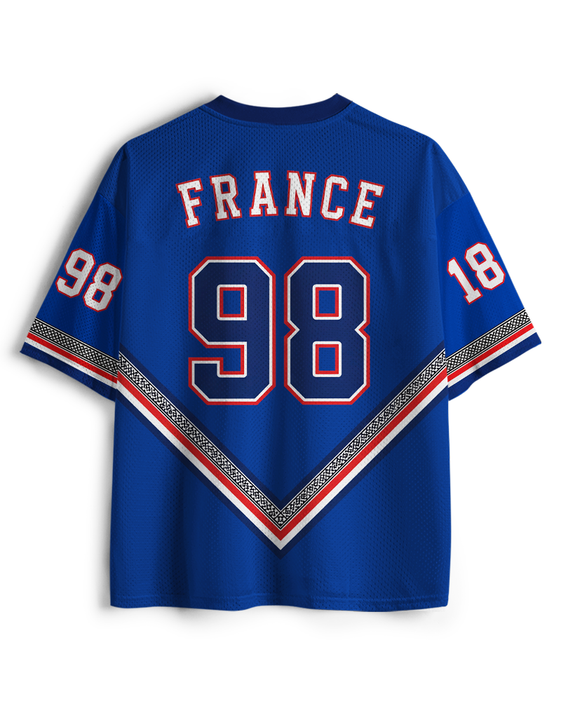 Vintage France Heritage Blue Football Mesh Jersey