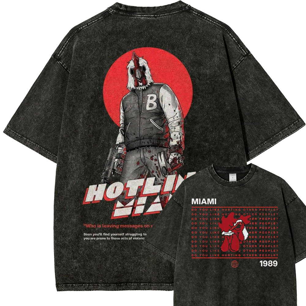 Retro Violence Aesthetic with Masked Rooster & 1989 Washed T-Shirt 