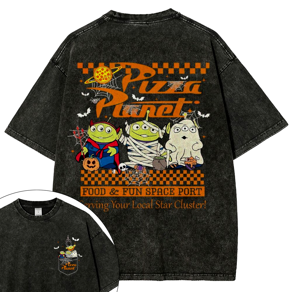 Pizza Planet Halloween Washed T-Shirt 