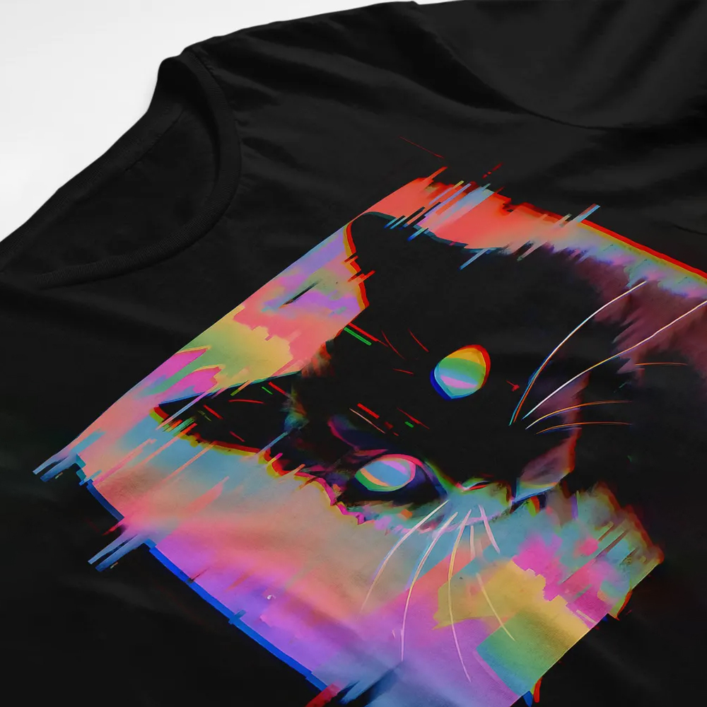 Psychedelic Weird Cat Cotton T-Shirt